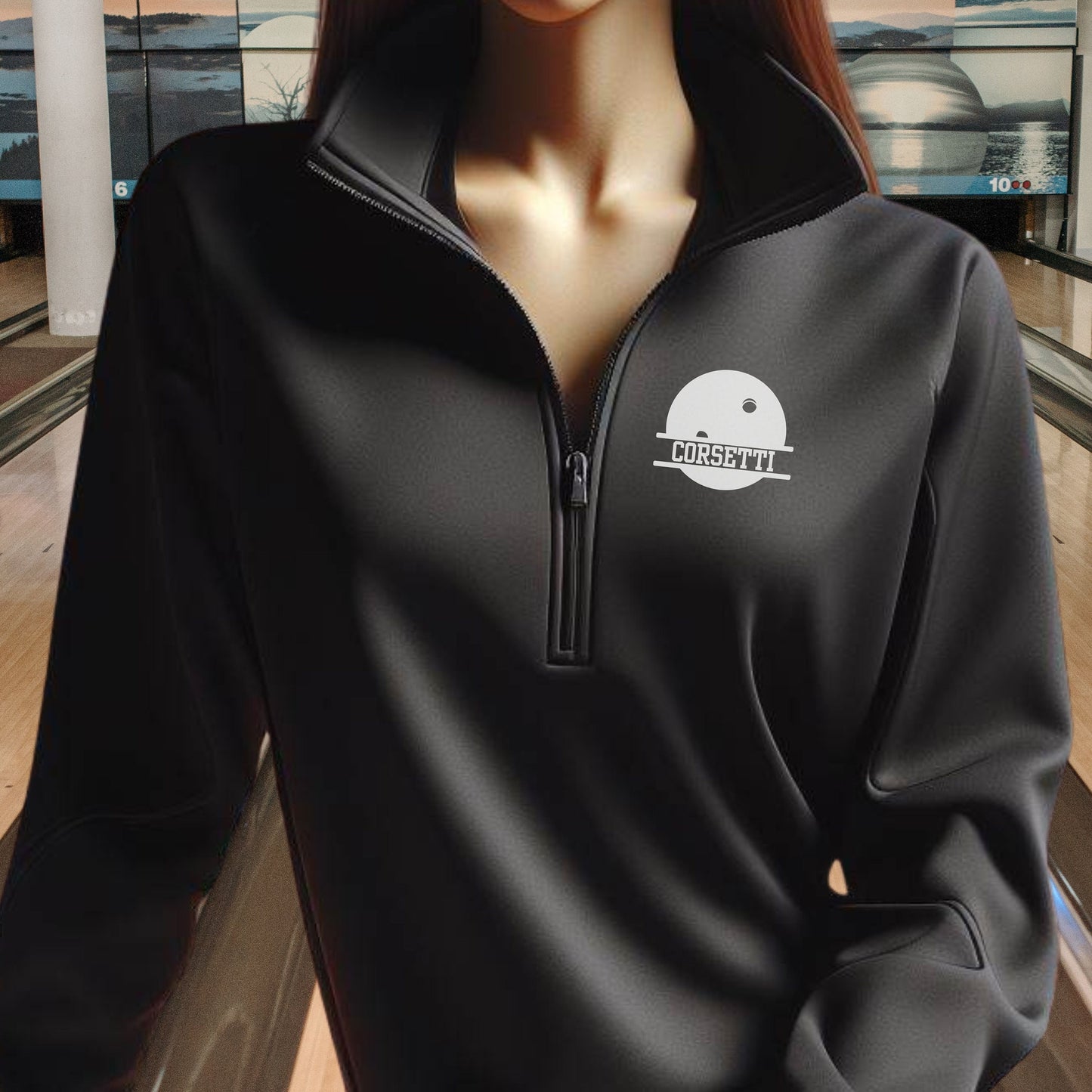 Women's Personalized Lightweight Bowling Sweatshirt, Quarter Zip Pullover Sweater, Custom Bowling Gift, Bowling Team Sweater, Bowling Gift