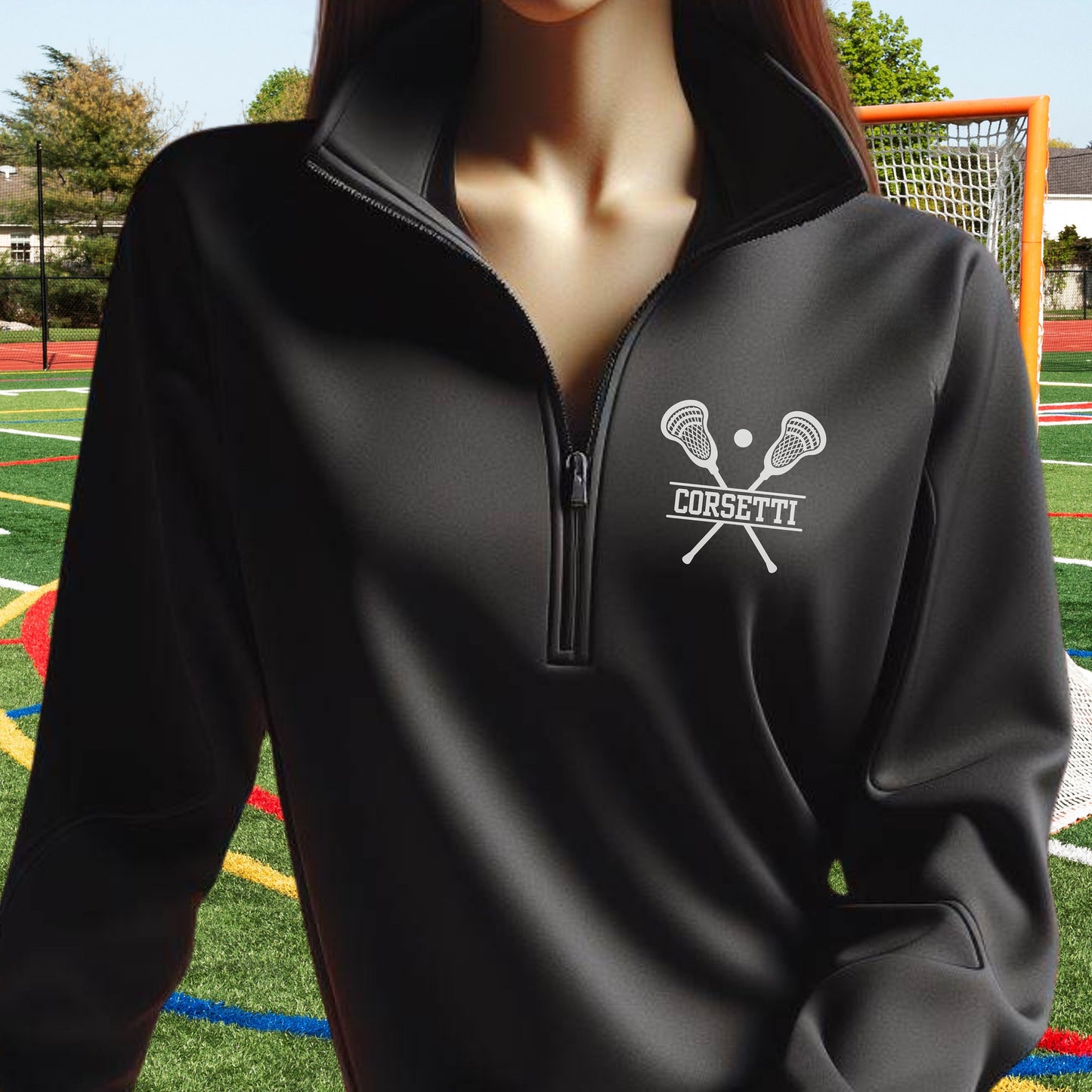 Women's Personalized Lightweight Lacrosse Sweatshirt, Quarter Zip Pullover Sweater, Custom Lacrosse Gift, Lacrosse Team Sweater, Coach Gift