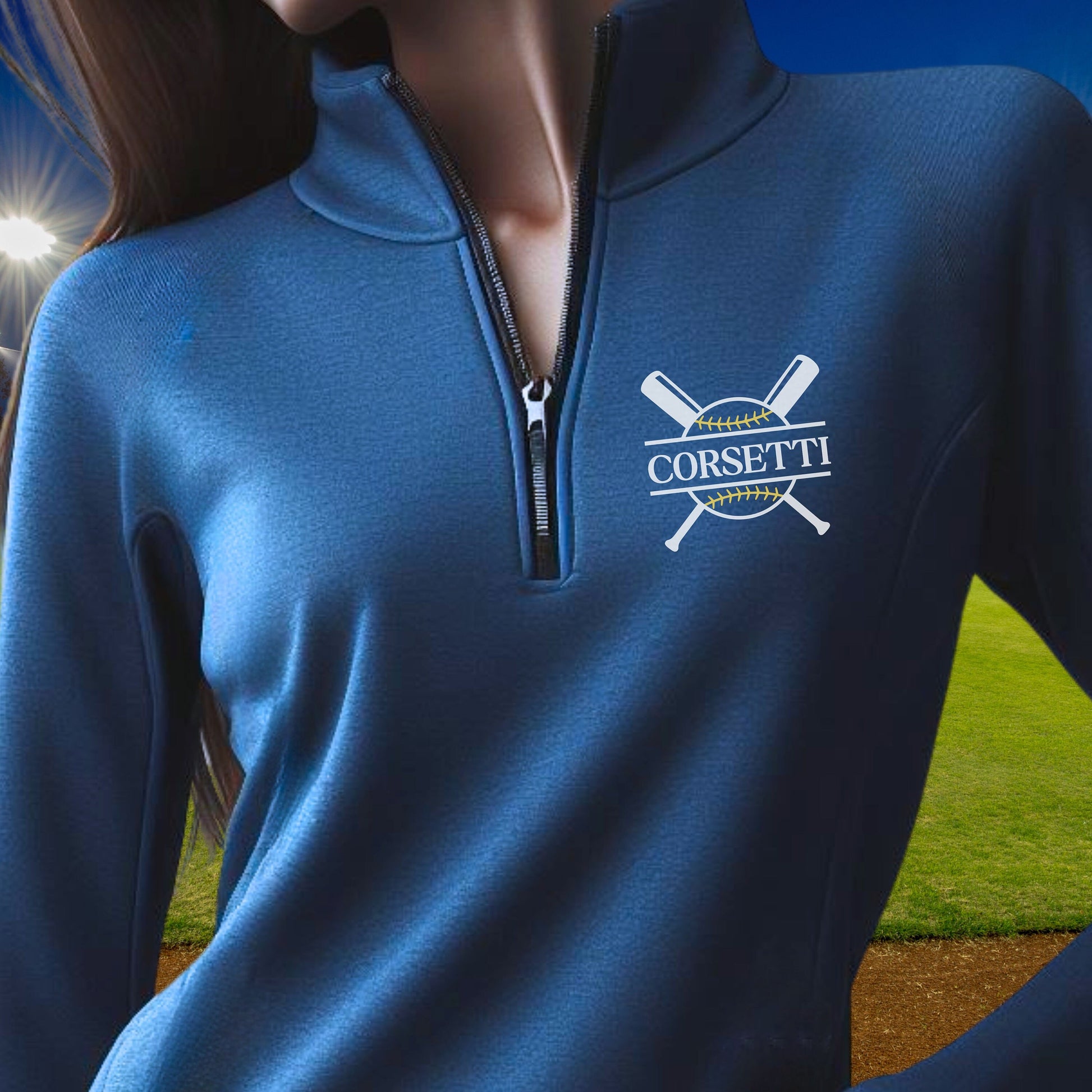 Women's Personalized Lightweight Softball Sweatshirt, Quarter Zip Pullover Sweater, Custom Softball Gift, Softball Team Sweater, Coach Gift