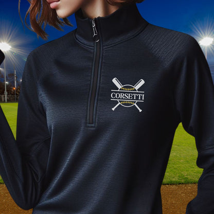 Women's Personalized Lightweight Softball Sweatshirt, Quarter Zip Pullover Sweater, Custom Softball Gift, Softball Team Sweater, Coach Gift