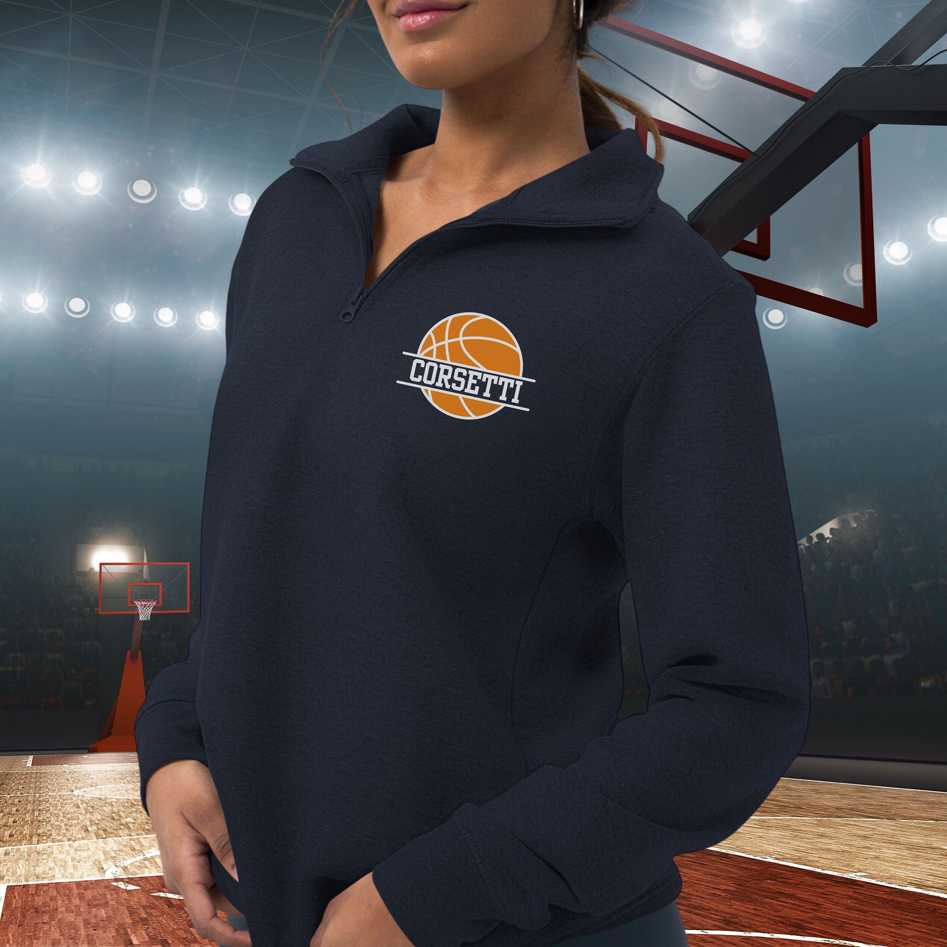 Women's Personalized Fleece Basketball Quarter-Zip, Pullover Sweater, Custom Basketball Gift, Basketball Team, Great Basketball Coach Gift