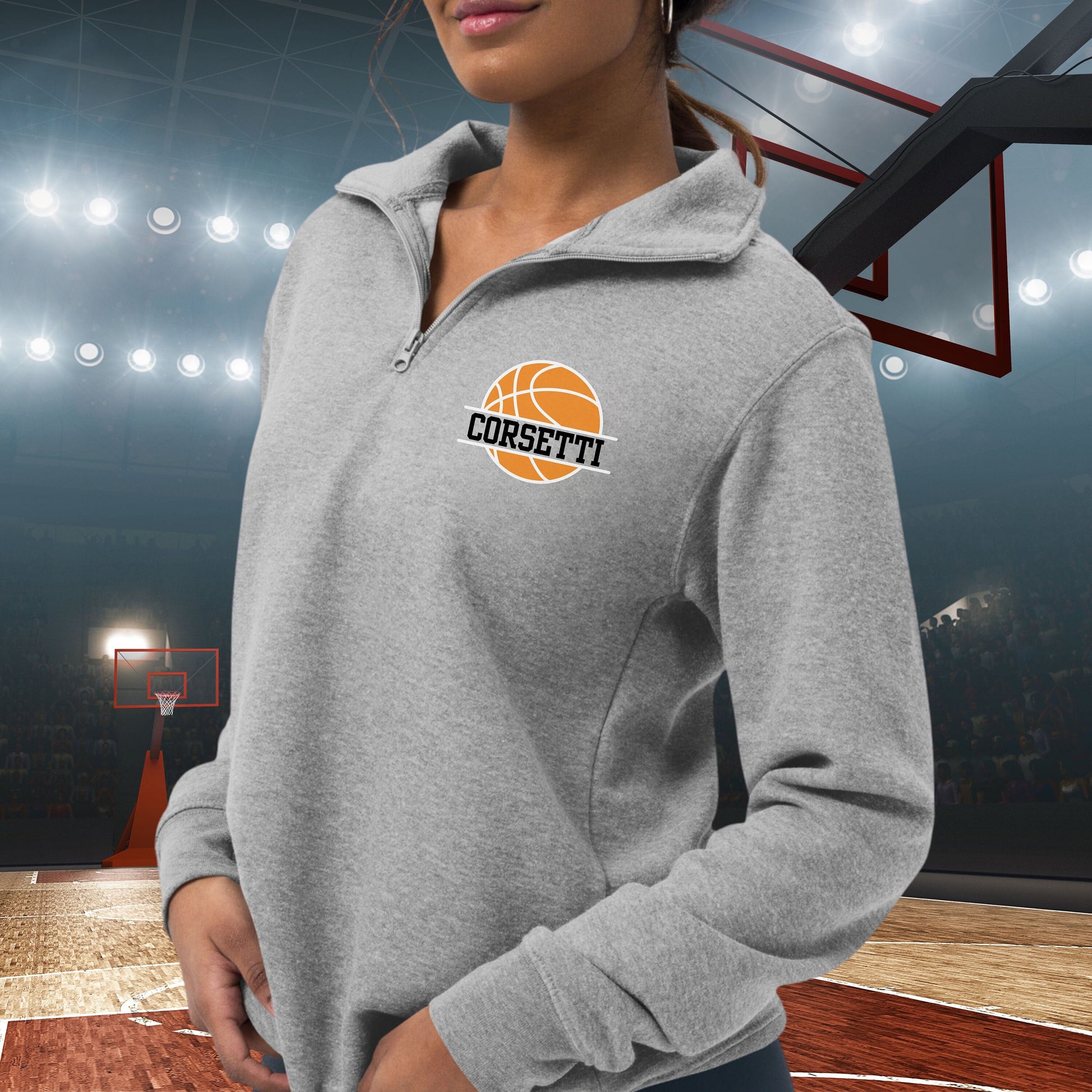 Women's Personalized Fleece Basketball Quarter-Zip, Pullover Sweater, Custom Basketball Gift, Basketball Team, Great Basketball Coach Gift