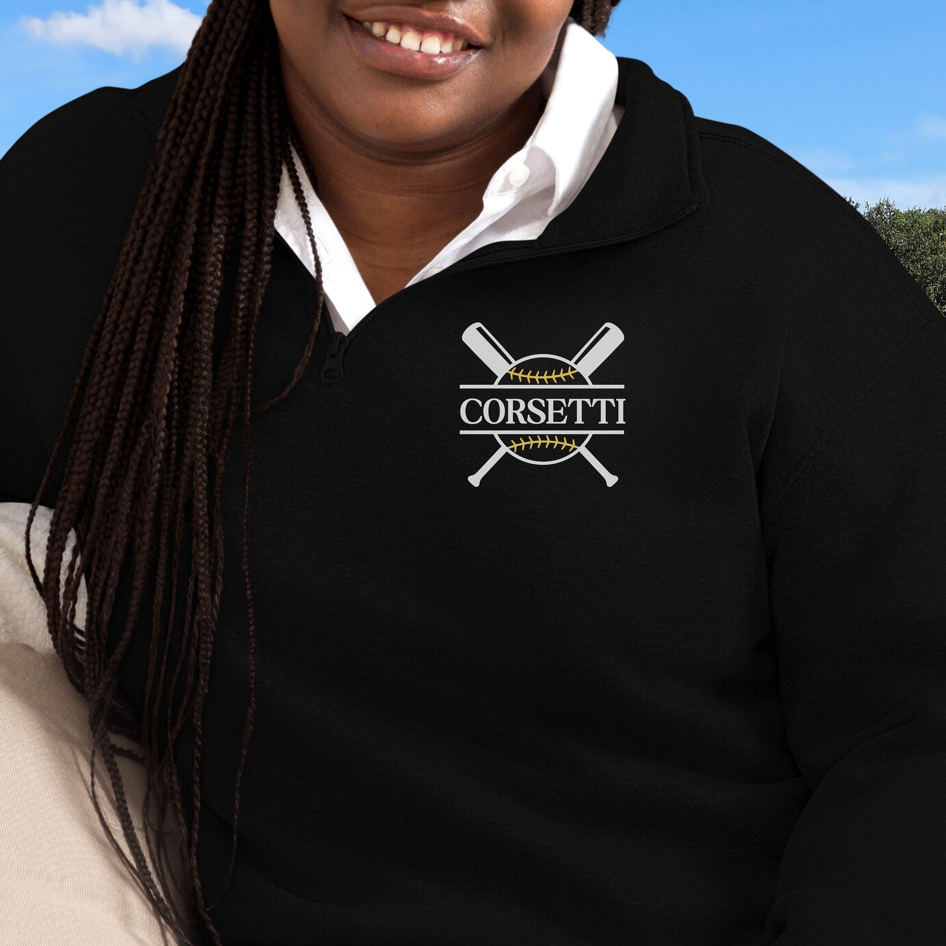 Womens Personalized Fleece Softball Quarter-Zip, Quarter Zip Pullover Sweater, Custom Softball Gift, Softball Coach Gift, Softball Team Gift