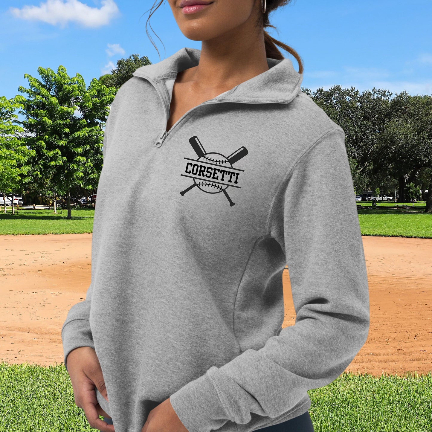 Womens Personalized Fleece Softball Quarter-Zip, Quarter Zip Pullover Sweater, Custom Softball Gift, Softball Coach Gift, Softball Team Gift