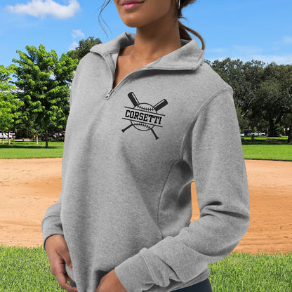 Womens Personalized Fleece Softball Quarter-Zip, Quarter Zip Pullover Sweater, Custom Softball Gift, Softball Coach Gift, Softball Team Gift