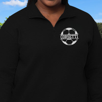 Women's Personalized Fleece Soccer Quarter-Zip, Quarter Zip Pullover Sweater, Custom Soccer Gift, Soccer Coach Gift, Soccer Team Gift