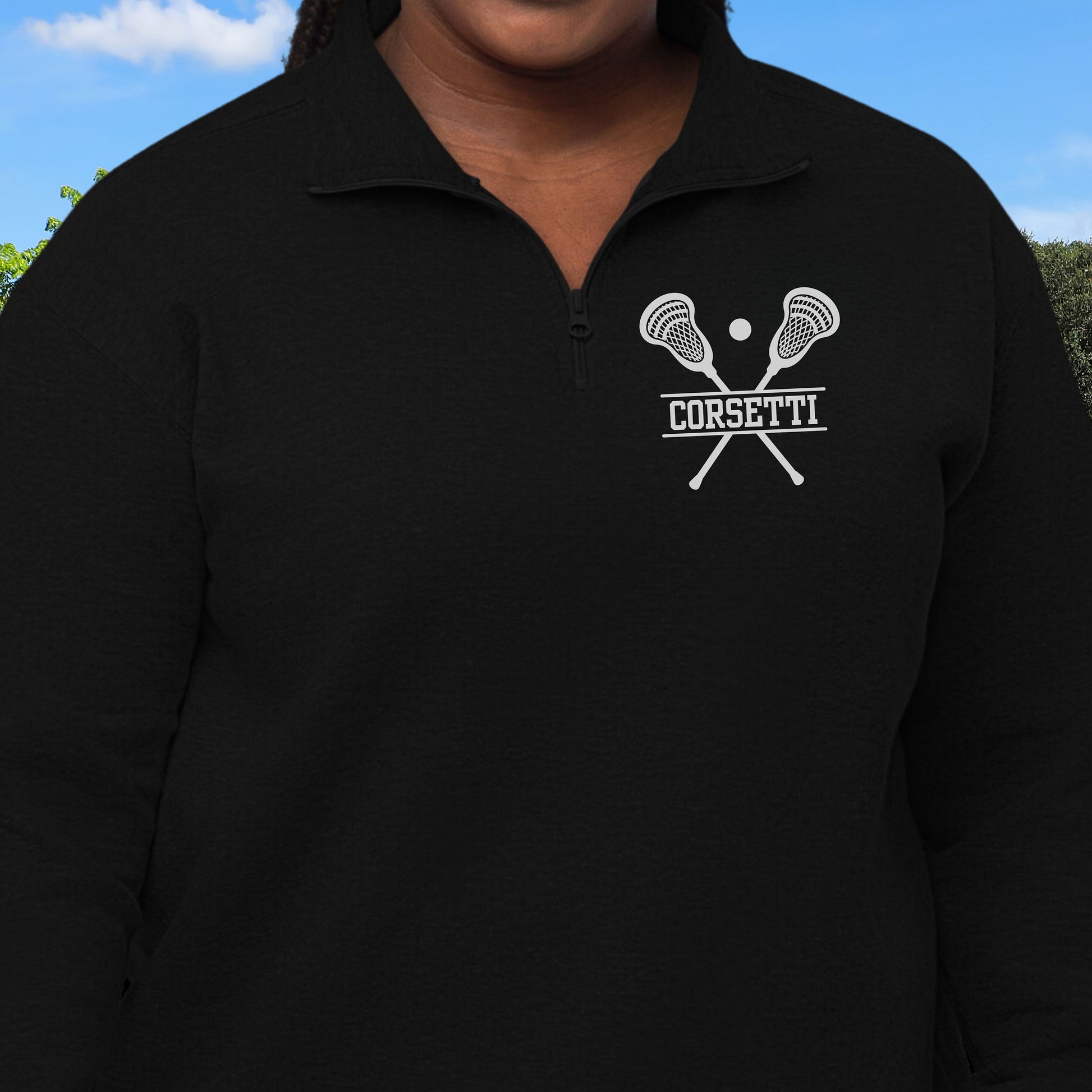 Womens Personalized Fleece Lacrosse Quarter-Zip, Quarter Zip Pullover Sweater, Custom Lacrosse Gift, Lacrosse Coach Gift, Lacrosse Team Gift