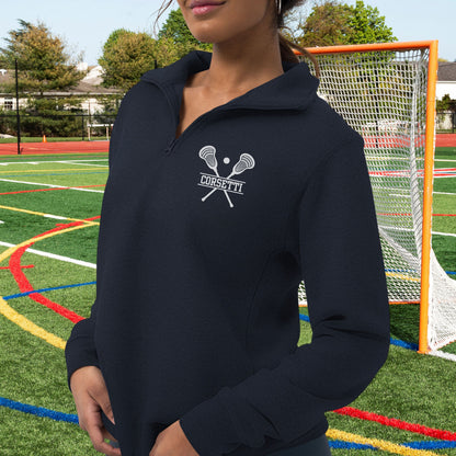 Womens Personalized Fleece Lacrosse Quarter-Zip, Quarter Zip Pullover Sweater, Custom Lacrosse Gift, Lacrosse Coach Gift, Lacrosse Team Gift