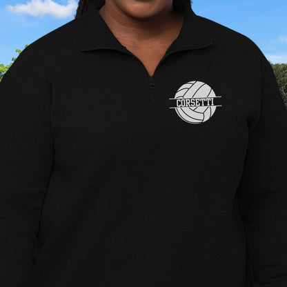Women's Personalized Fleece Volleyball Quarter-Zip, Pullover Sweater, Custom Volleyball Gift, Volleyball Team, Great Volleyball Coach Gift