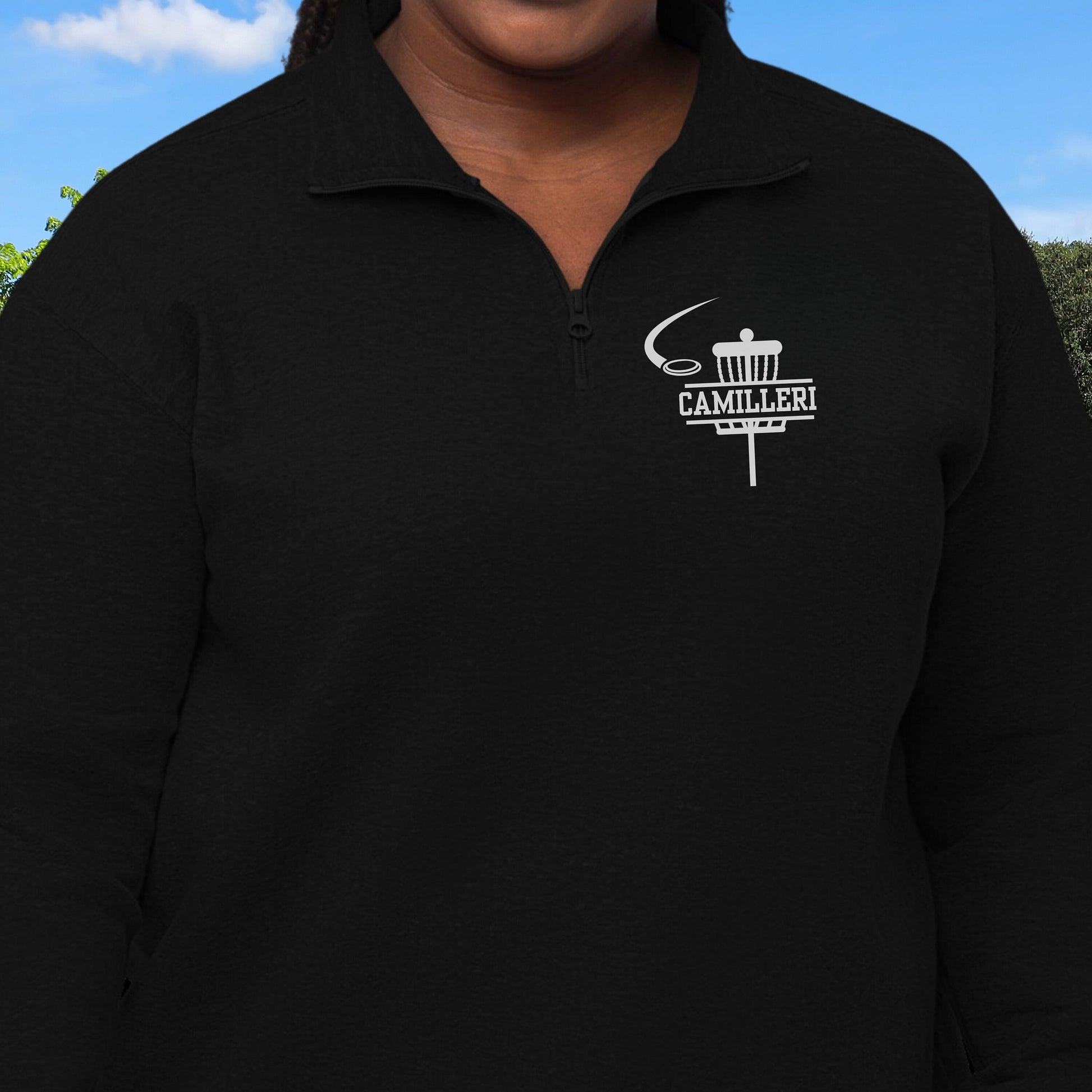 Women's Personalized Fleece Disc Golf Quarter-Zip, Quarter Zip Pullover Sweater, Custom Disc Golf Gift, Disc Golf Sweatshirt, Gift for Her