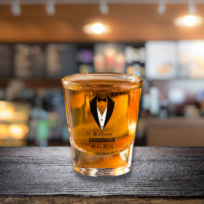 Personalized Wedding Shot Glass, Custom Wedding Shot Glass, Gift for Groom, Groomsman Proposal Gift, Wedding Gift, Bachelor Party Gift